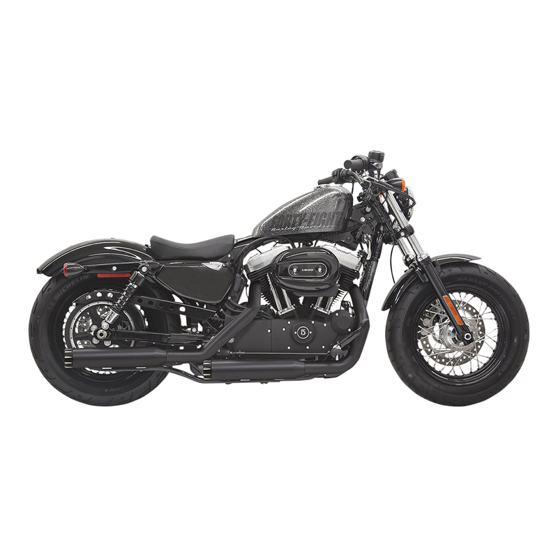 Bassani Xhaust 3" Firepower Series Slip-On Mufflers for Harley 14-22 Sportster / Black / Black round billet
