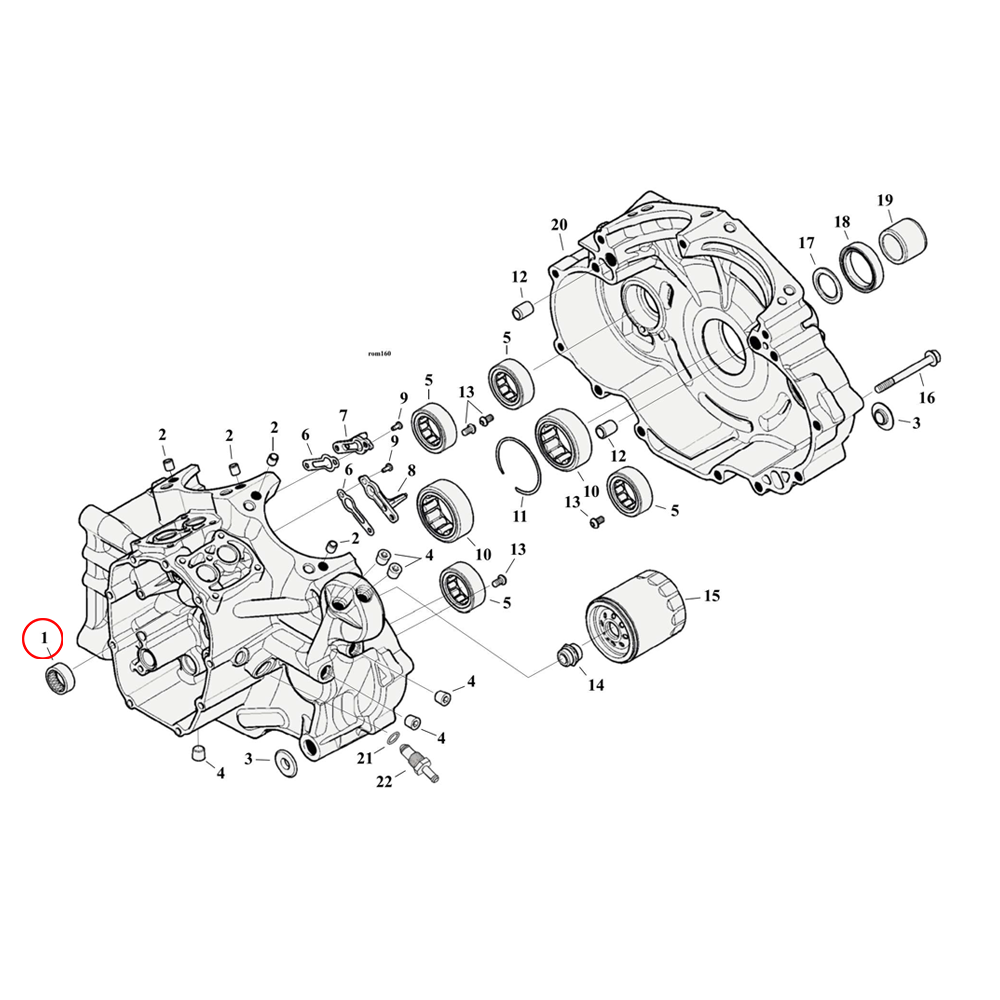 Crankcase Parts Diagram Exploded View for Harley Milwaukee