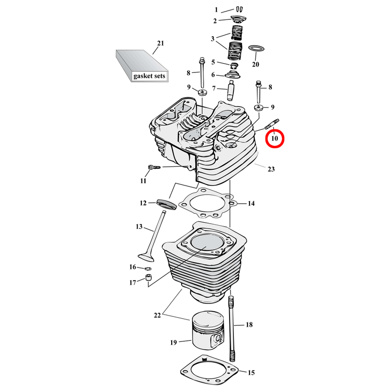 Cylinder Parts Diagram Exploded View for 86-22 Harley Sportster 10) 86-22 XL & XR1200. Stud set, exhaust. Replaces OEM: 16715-83