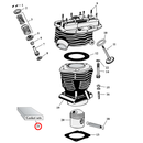 Cylinder Parts Diagram Exploded View for Harley Panhead 21) 48-65 Panhead. James top end gasket set, incl. head and cylinder base gaskets. Replaces OEM: 17034-48A