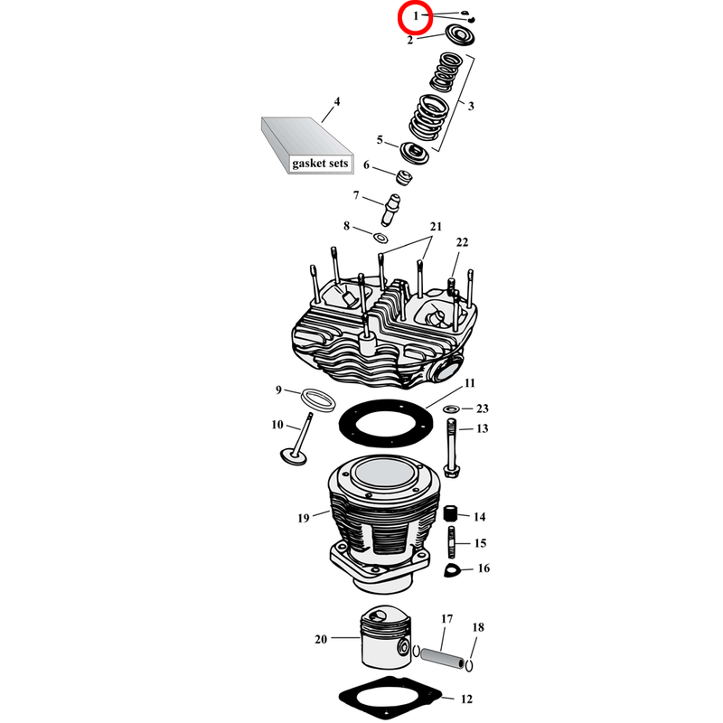Cylinder Parts Diagram Exploded View for Harley Shovelhead 1) 66-84 Shovelhead. Manley valve key for special thin stem applications (set of 8). Replaces OEM: 18228-36