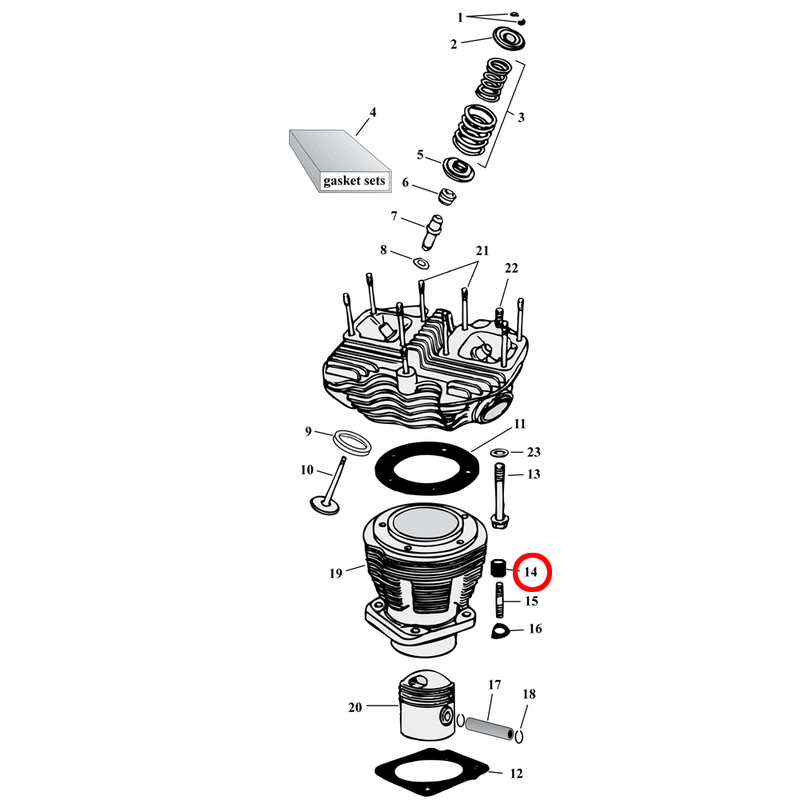 Cylinder Parts Diagram Exploded View for Harley Shovelhead