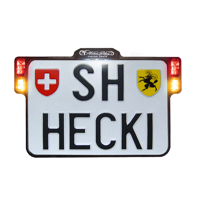Heinz Bikes Universal All In One 2.0 LED Motorcycle Licence Plate Frame Switzerland (180mm wide x 140mm high)