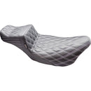 Le Pera Tailwhip 2-Up Daddy Long Legs Extended Seat for Harley 08-25 Touring (excl. 23-25 CVO; 24-25 Road Glide / Street Glide) / Double Diamond Black / Silver  - Customhoj