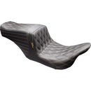 Le Pera Tailwhip Up Front 2-Up Seat for Harley 08-25 Touring (excl. 23-25 CVO; 24-25 Road Glide / Street Glide) / Double Diamond Black / Chestnut  - Customhoj