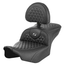 Saddlemen Roadsofa Honeycomb Seat for Harley 24-25 Touring Road Glide / Street Glide / Black / Gray / Without heating / With backrest  - Customhoj