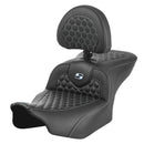 Saddlemen Roadsofa Honeycomb Seat for Harley 24-25 Touring Road Glide / Street Glide / Black / Silver / Without heating / With backrest  - Customhoj