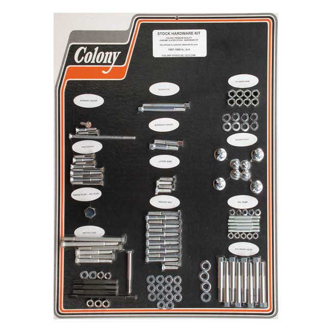 COLONY Skruvkit Harley 57-66 XL, XLH (EXCL. XLCH) / Krom (OEM Stil) Colony Motor Screw Set HD 30-85 Customhoj
