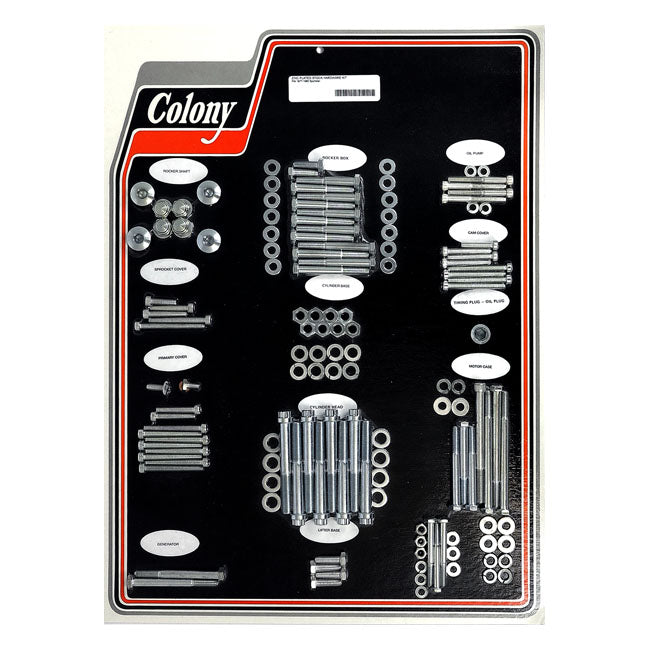 COLONY Skruvkit Harley 77-80 XL MODELS / Förzinkad (OEM Stil) Colony Motor Screw Set HD 30-85 Customhoj