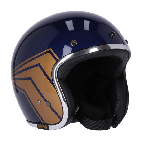 blue and gold motorcycle helmet 13 1/2 Skull Bucket Open Motorcycle Helmet