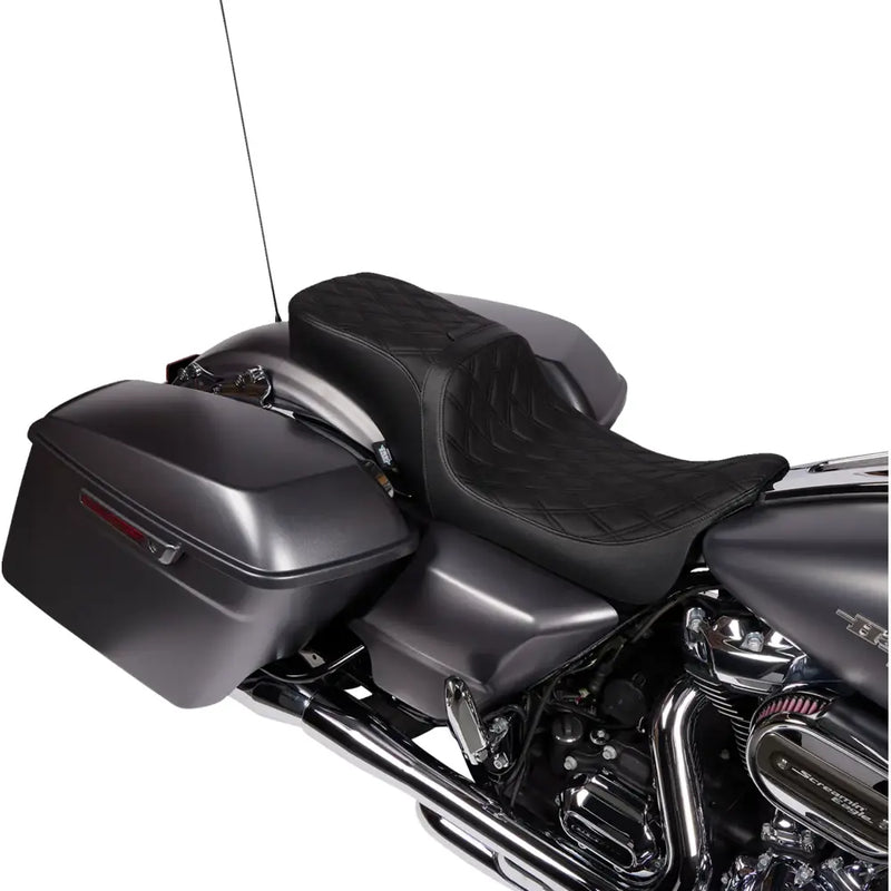 Drag Specialties Performance Predator 2-Up Backrest Receptible Seat for Harley
