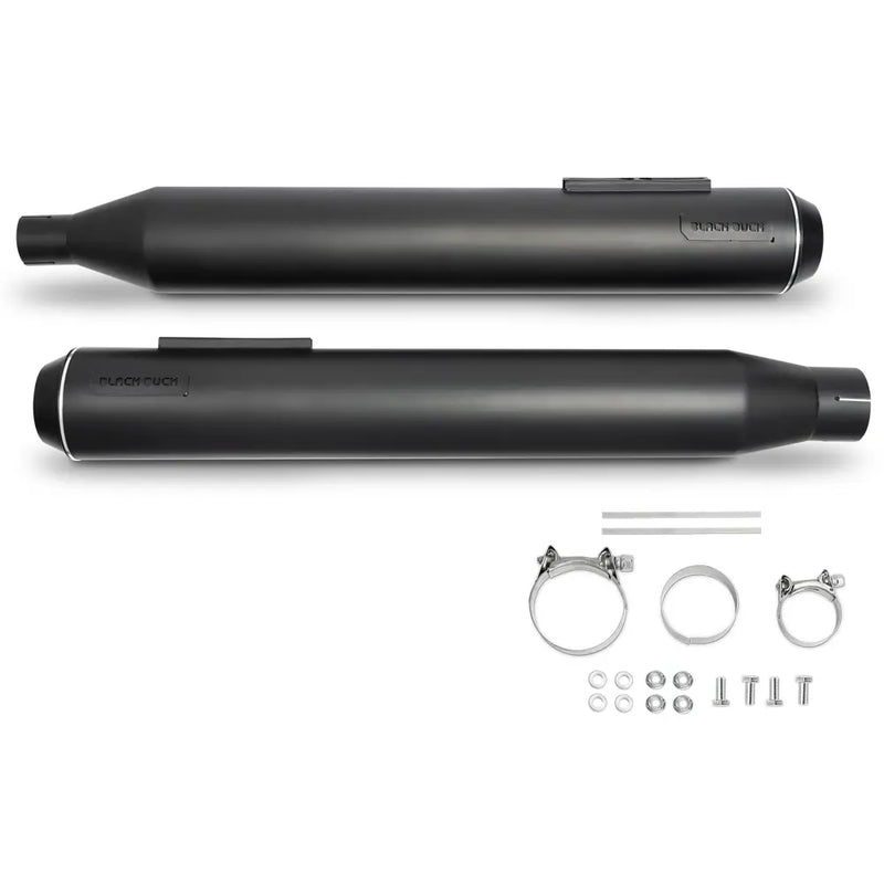 Black Duck Bombardier EC Euro Approved Slip-On Mufflers for Harley