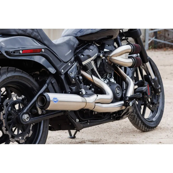 S&S Qualifier Stainless Steel 2-into-1 Exhaust System for Harley