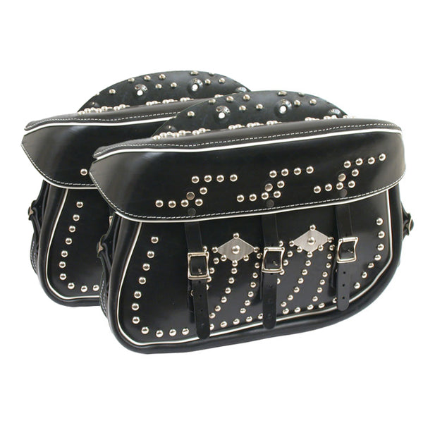 Samwel 45" Streamliner Leather Saddlebags for Harley