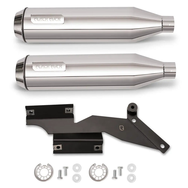 Black Duck Bombardier EC Euro Approved Slip-On Mufflers for Harley