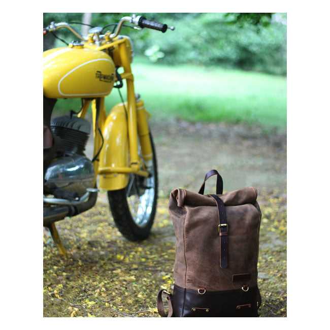 Trip Machine Vintage Leather 15L Motorcycle Saddlebag / Backpack