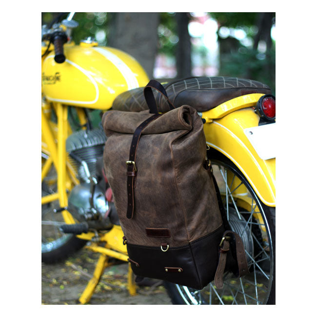 Trip Machine Vintage Leather 15L Motorcycle Saddlebag / Backpack