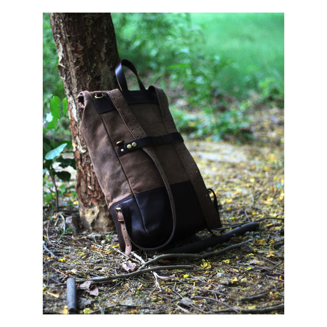 Trip Machine Vintage Leather 15L Motorcycle Saddlebag / Backpack
