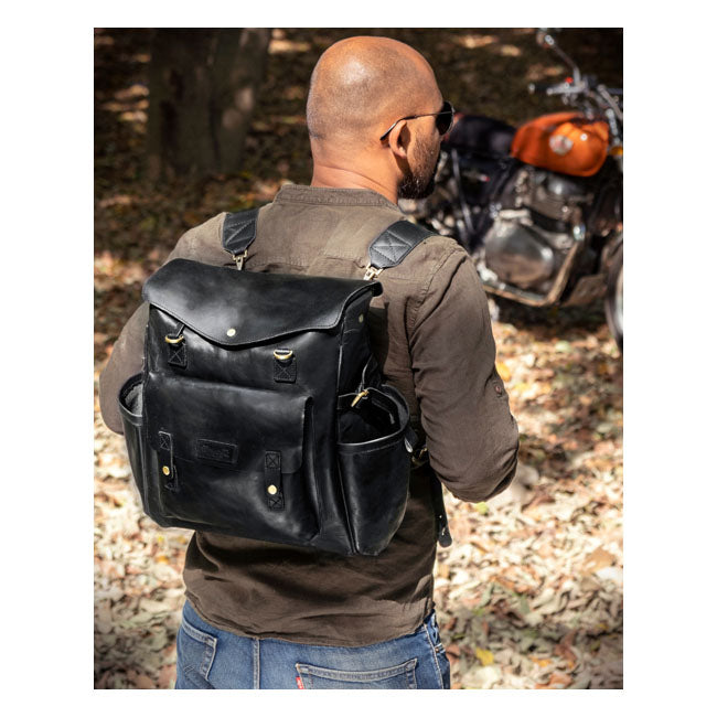 Trip Machine Vintage Leather Outlander Motorcycle Saddlebag / Backpack