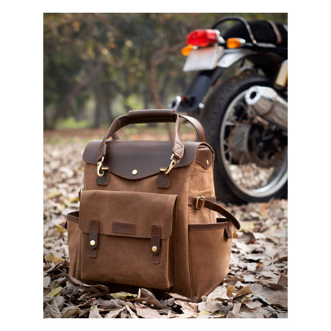 Trip Machine Vintage Leather Outlander Motorcycle Saddlebag / Backpack