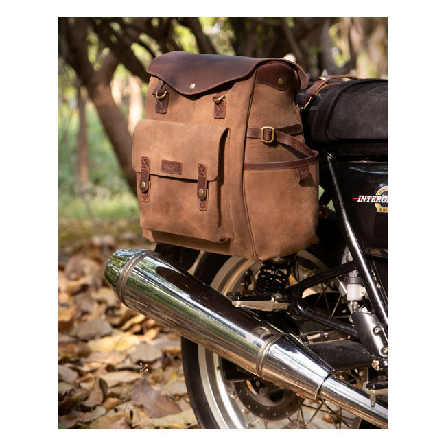 Trip Machine Vintage Leather Outlander Motorcycle Saddlebag / Backpack