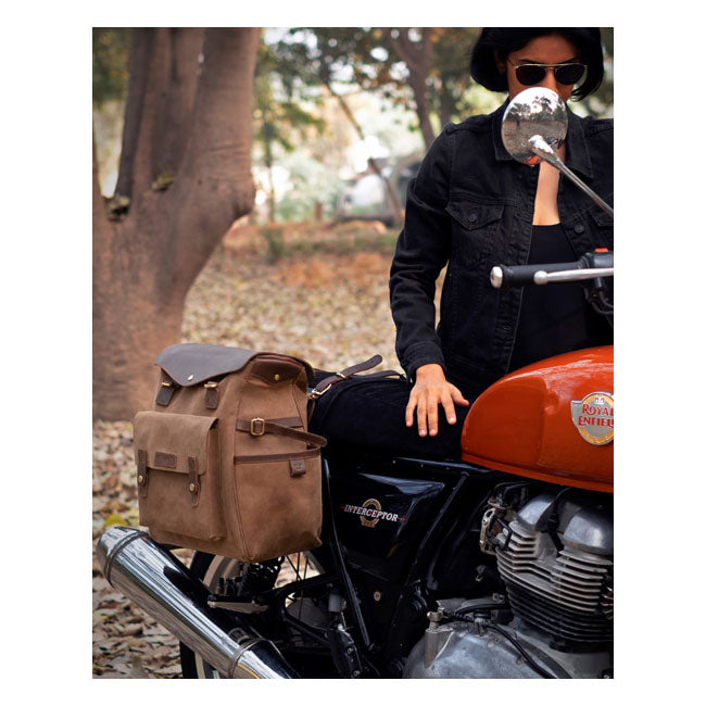 Trip Machine Vintage Leather Outlander Motorcycle Saddlebag / Backpack