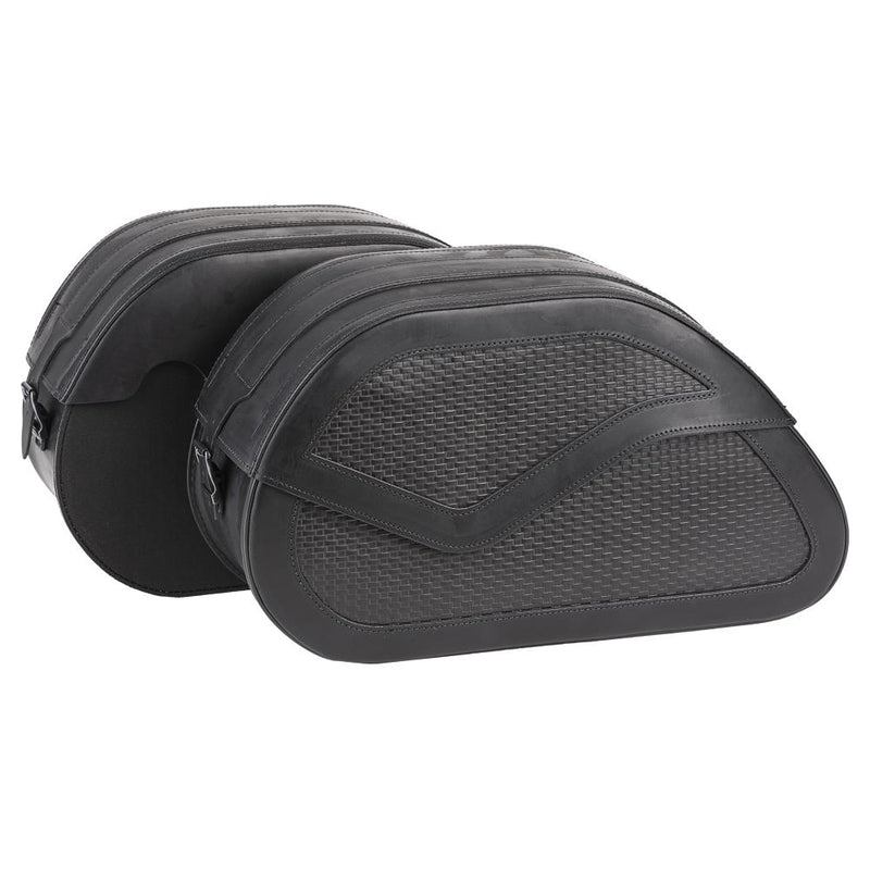 Ledrie Reinforced Rigid Leather 54L Motorcycle Saddlebag Set