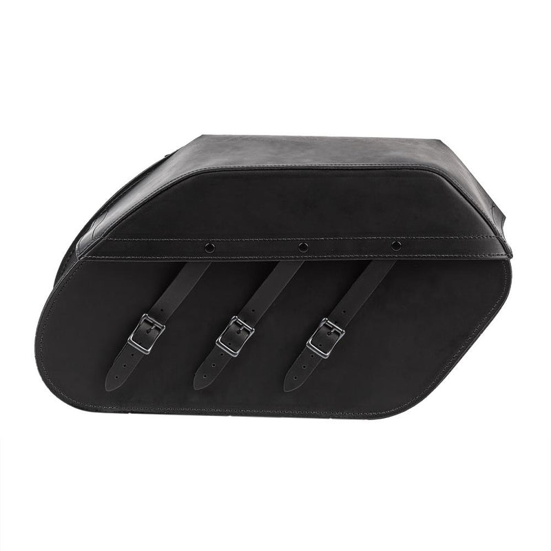 Ledrie Reinforced Rigid Leather Multi Buckle 40L Motorcycle Saddlebag Set