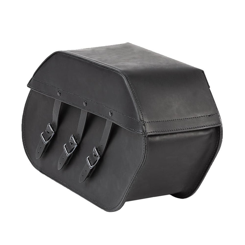 Ledrie Reinforced Rigid Leather Multi Buckle 40L Motorcycle Saddlebag Set