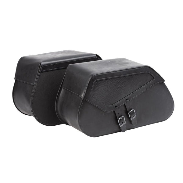 Ledrie Reinforced Rigid Leather 40L Motorcycle Saddlebag Set