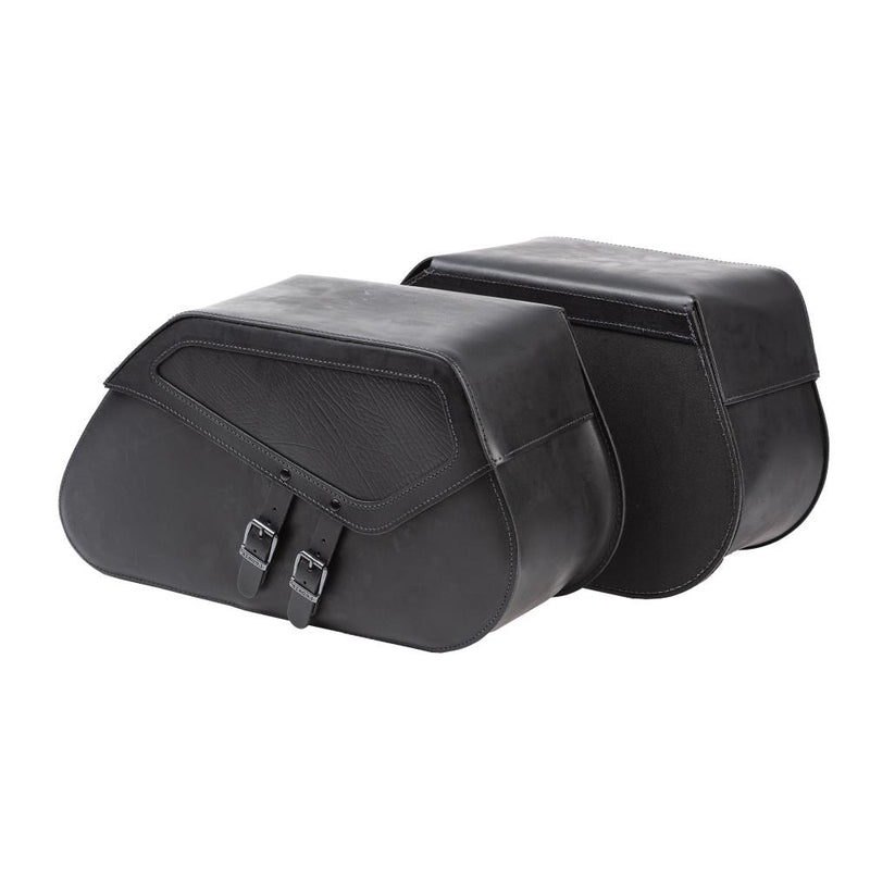 Ledrie Reinforced Rigid Leather 40L Motorcycle Saddlebag Set