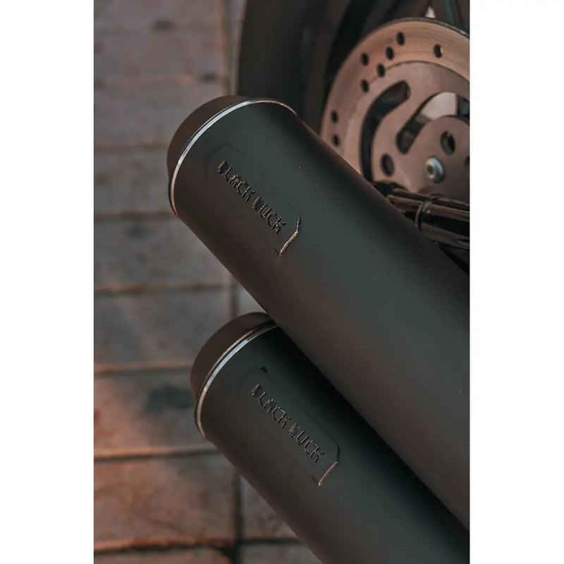 Black Duck Bombardier EC Euro Approved Slip-On Mufflers for Harley