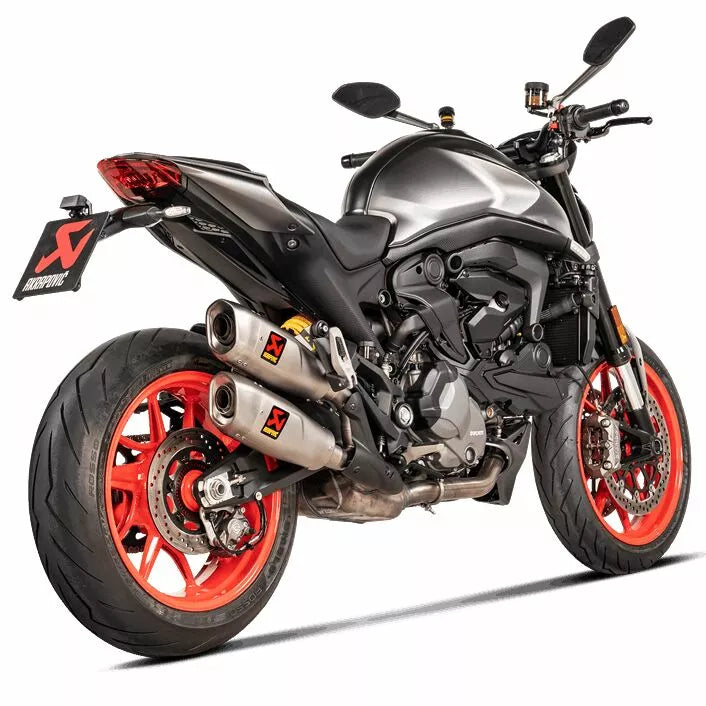 Akrapovic Slip-On Series Muffler for Ducati 21-24 Monster 937 (Dual titanium mufflers with titanium end caps) (EC/ECE Approval) (S-D9SO17-HCQT)