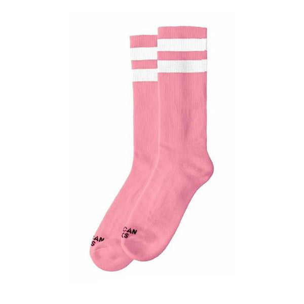 American Socks Mid High Bubblegum Double White Striped