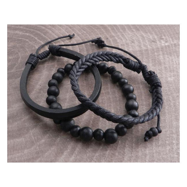 Amigaz Rope Sliders & Wood Bead Bracelet Black