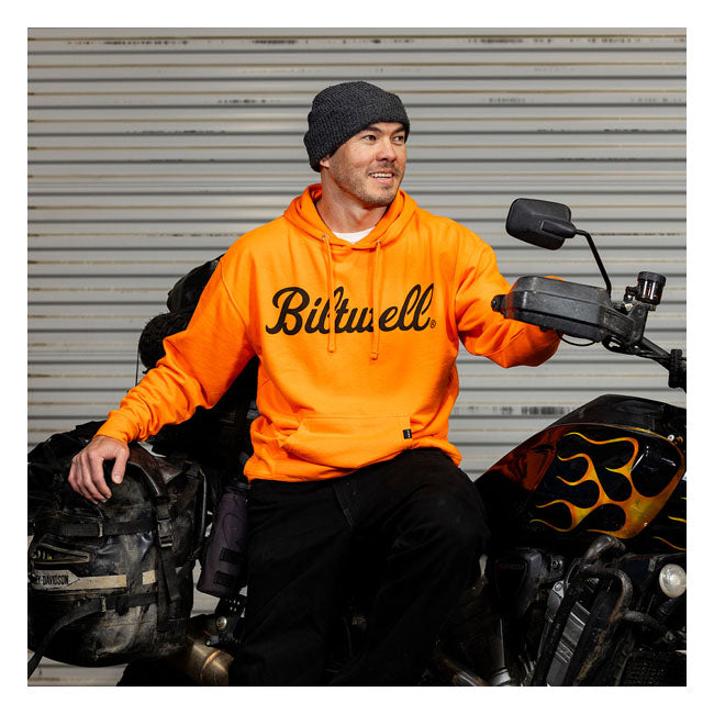 Biltwell Script Pullover Hoodie Hi-vis Orange