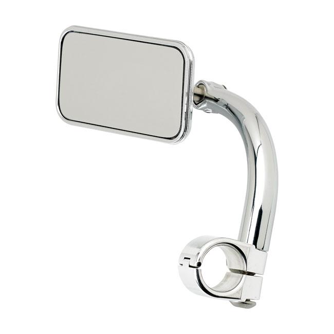 Biltwell Utility Motorcycle Mirror Rectangle Clamp-On 1" Chrome