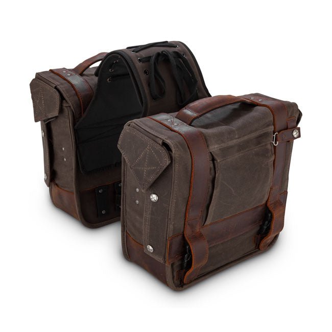 Burly Voyager Throw-Over Saddlebags Dark Oak