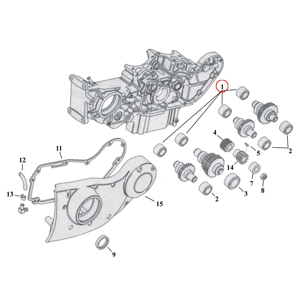 Cam Drive / Cover Parts Diagram Exploded View for 91-22 Harley Sportst