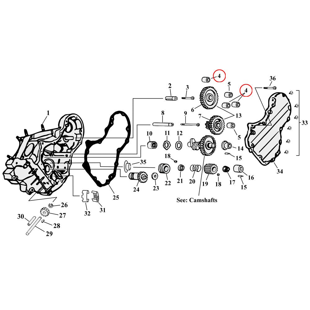 Cam Drive / Cover Parts Diagram Exploded View for Harley Knuckle / Pan