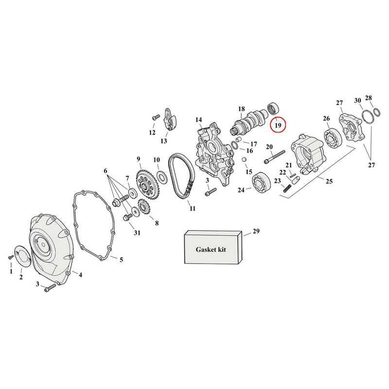 Cam Sensor Exploded View Cam Drive / Cover Parts Diagram Exploded View for Harley Milwaukee Eig