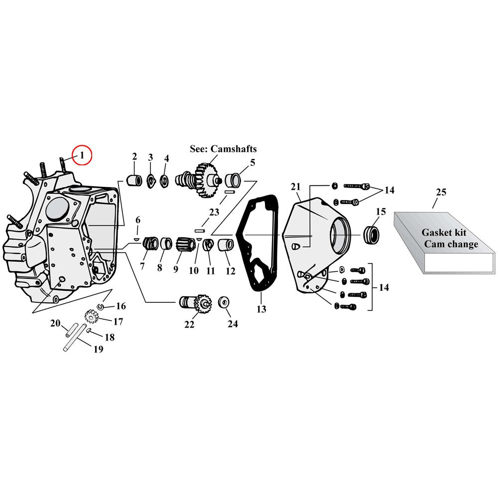 Cam Drive / Cover Parts Diagram Exploded View for Harley Shovelhead