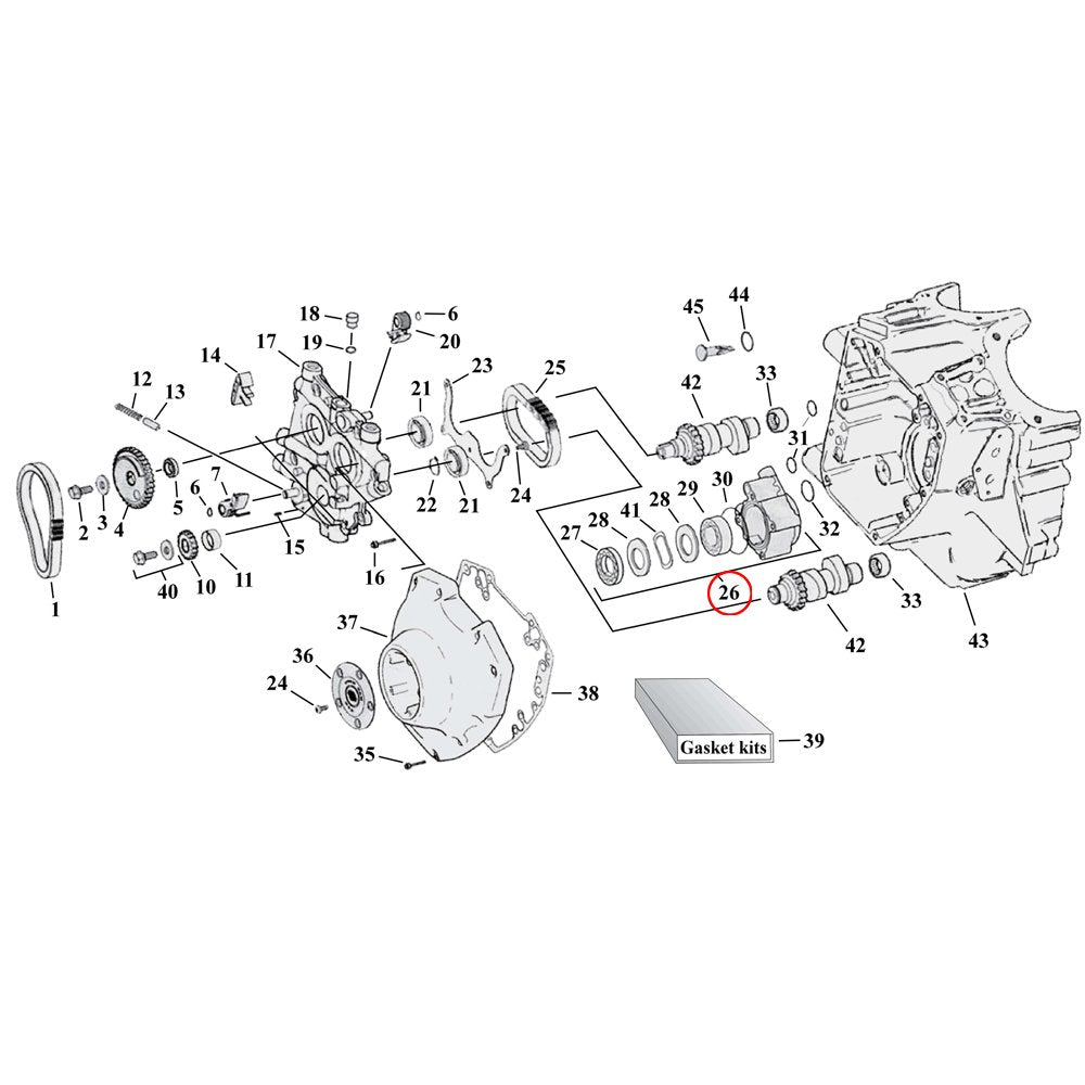 Cam Drive / Cover Parts Diagram Exploded View for Harley Twin Cam