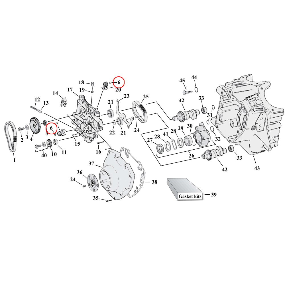 Cam Drive / Cover Parts Diagram Exploded View for Harley Twin Cam