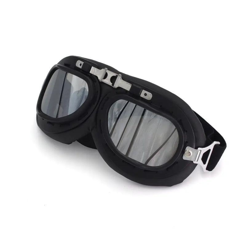 Cavalero Custom Classic Vintage Motorcycle Goggles Black / Silver