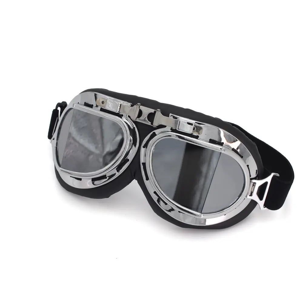 vintage motorcycle goggles over glasses Cavalero Jet Classic Vintage Motorcycle Goggles