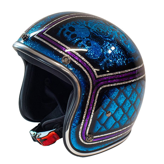 Cavalero Slimline Custom Flake Low Profile Open Jet Helmet Baldur Blue / S (53-54cm)