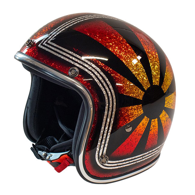 Cavalero Slimline Custom Flake Low Profile Open Jet Helmet Kamikaze Orange / S (53-54cm)