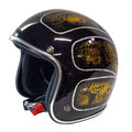 Cavalero Slimline Custom Flake Low Profile Open Jet Helmet Skullrider Black / S (53-54cm)