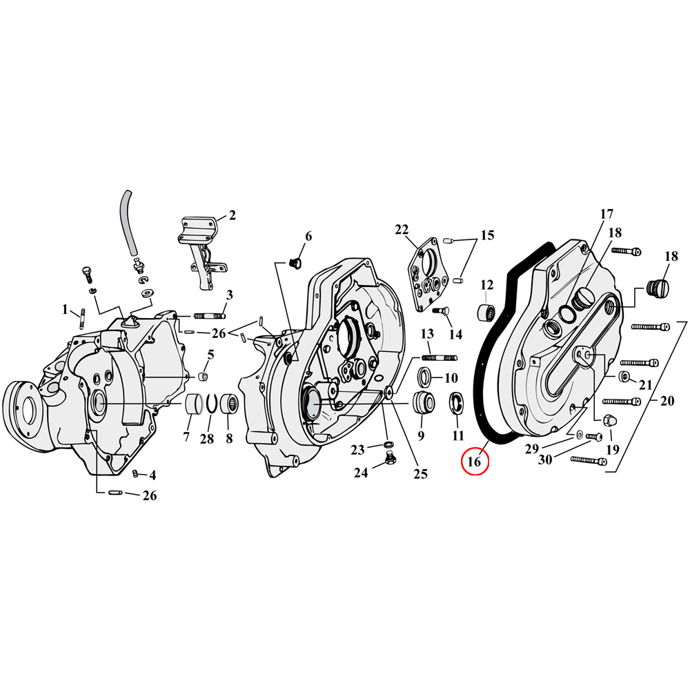 Harley-Davidson 1950-57 整備・パーツリスト Crankcase Parts Diagram Exploded View for 77-90 Harley Sportster